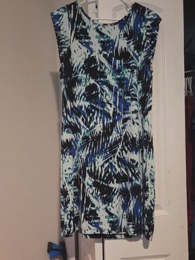 Apt. 9 Blue and Black Abstract Print Midi Dress